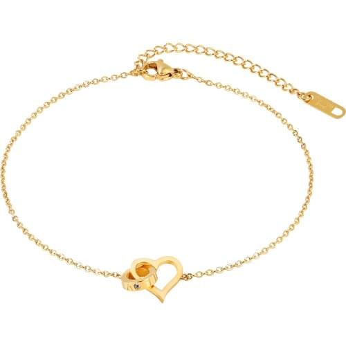 Fashion Gold Color Stainless Steel Zircon Heart Anklets For Women Foot Leg Chain Bracelet Beach Jewelry Accessories Gifts Anklet