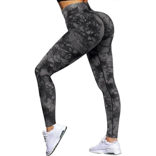 NORMOV Women Seamless Leggings Fitness Butt High Waist Classic Trousers Push Up Sports Legging Workout Tie-dye Printed Pants