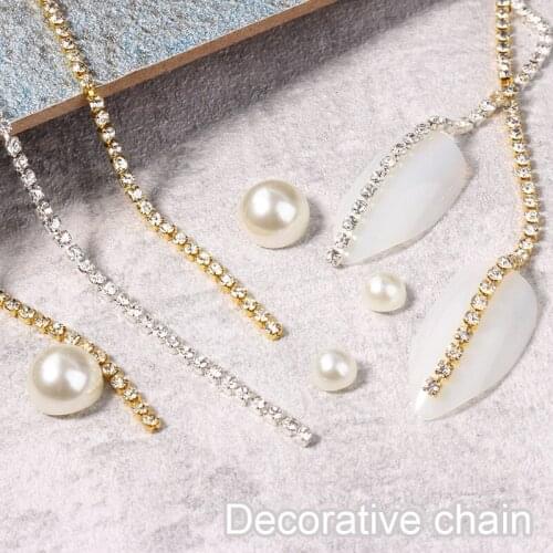 Nail Art Chains 3D Nail Art Decorations Ornaments 3 Strips 20cm Nail Art Supplies Chains Nail Charms Nail Art Glitter Studs