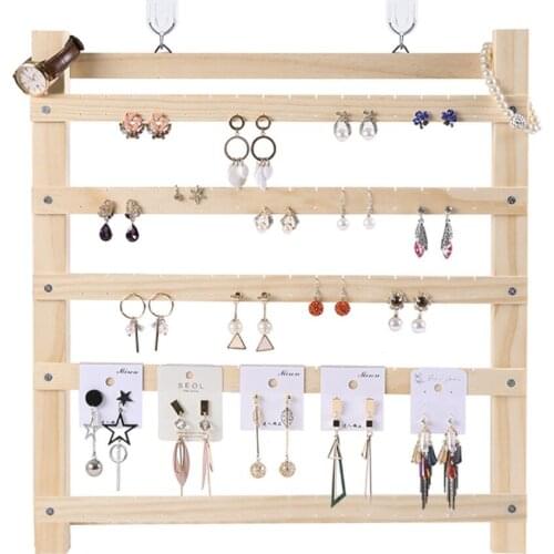 Wood Wall Hanging Storage Jewelry Hooks Jewelry Display Organizer Earring Watch Necklace Hanger Holder Stand