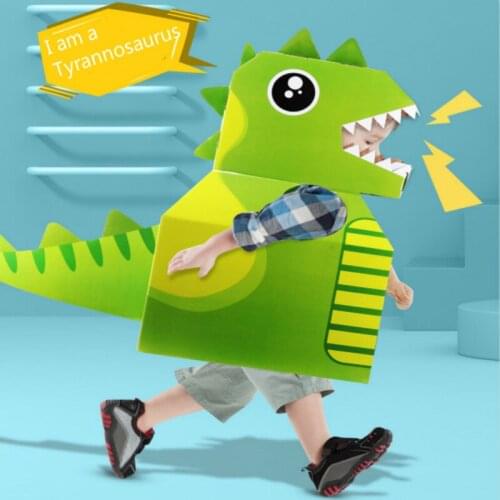 Childrens DIY Cardboard Dinosaur Cartoon Animals Model Wearable DIY Handmade Carton Parent-Child Interaction Childrens Toys