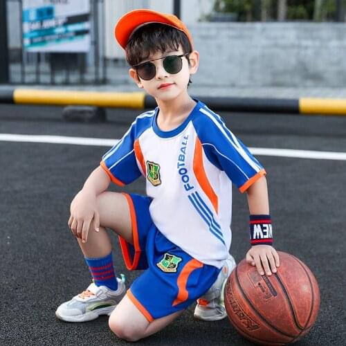 Football Outfit Kids Boy Summer Sets Children Breathable Mesh Stylish Print Fast-Dry Tops Shorts Clothing Sets Clothes Child Boy