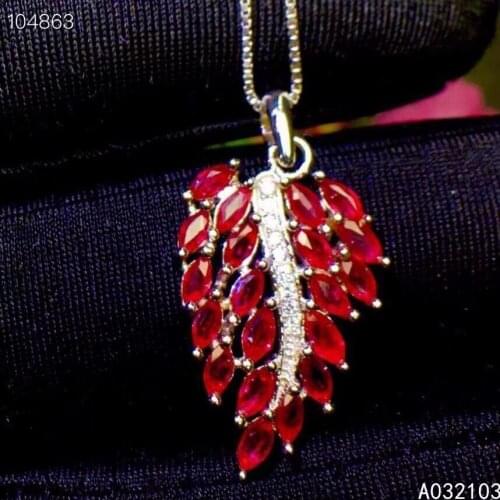 KJJEAXCMY fine jewelry 925 Sterling Silver inlaid natural ruby Girl luxury noble elegant GEM PENDANT NECKLACE support check