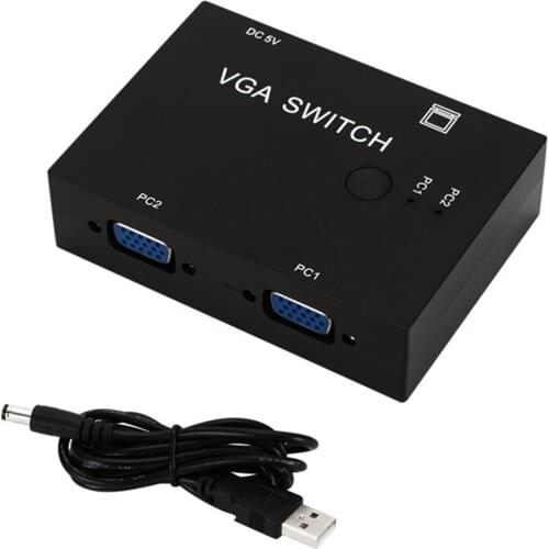 HOT 2 In 1 Out Switcher 2 Port VGA Switch Box VGA for Consoles Set-top Boxes 2 Hosts Share 1 Display Notebook Projector Computer