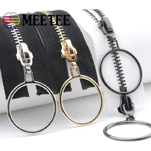 Meetee 5# 85cm 120cm Metal Zippers Open-End Double/sigle Ring Sliders Zip for Sewing Overcoat Jacket Zipper Clothes Accessories