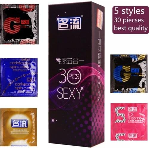 Mingliu 30pcs 5 Types In One Ultra Thin Condoms Sexy Latex Dots Pleasure Natural Rubber Condones Male Contraception Penis Sleeve