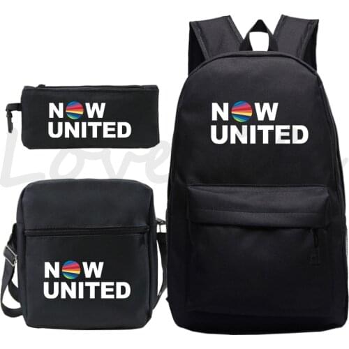 Mochila Now United Prints Backpack 3 Pcs Set Knapsack for Teenagers Bookbag Girls Boys School Bags Travel Bagpack Daily Rucksack
