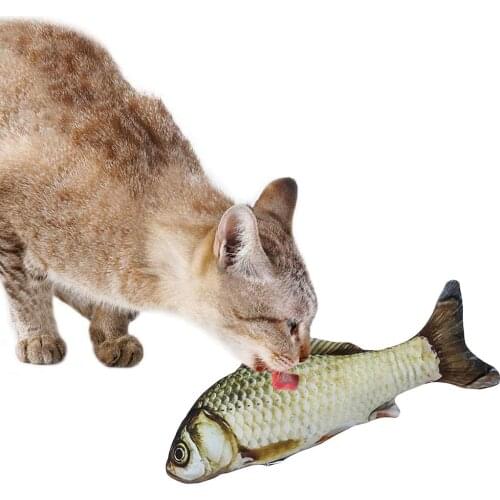 3D Pet Soft Plush Fish Shape Cat Toy Interactive Fish Catnip Toys Stuffed Pillow Doll Simulation Fish Playing Toy For Pet Gift