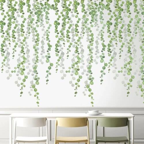 Plants Wall Stickers Green Leaves Wall Decals Wall Paper DIY Vinyl Murals for Kids Bedroom Livingroom Easter Wall Decoration