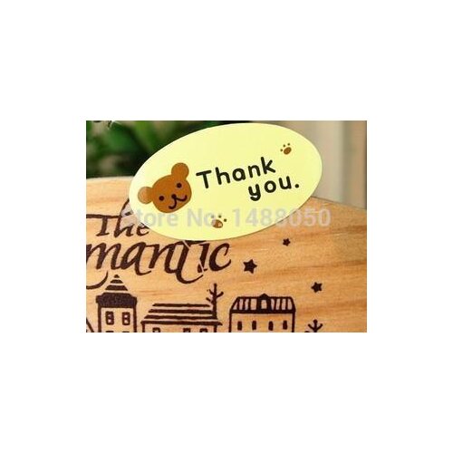 New! Wholesale 612pcs oval yellow color Seal Sticker, 'Handmade with Love' Sticker, Kraft Paper Material