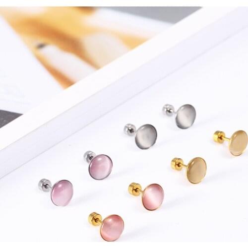 OUFEI Opal Stud Earrings For Women Stainless Steel Jewelry Woman Vogue 2019 Jewelry Accessories Bohemian Wholesale Lots Bulk