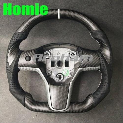 High Quality Matte Carbon Fiber Steering Wheel Sport Style Car Accessories For Tesla Model Y Model 3 2017 2018 2019 2020 2021