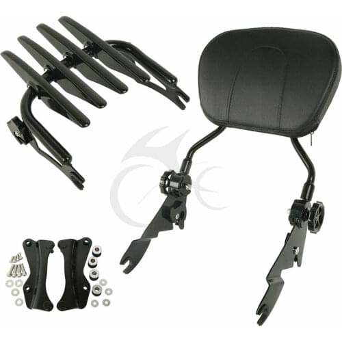 Motorycle Detachable Backrest Sissy Bar Black For Harley Touring Road Glide Street Glide Electra Glide 2009-2021 black/chrome