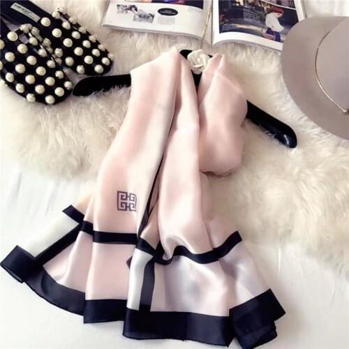 High Quality Soft Silk Scarf Women 180*90 Ladies Elegant Print Scarf Fashion Long Travel Shawl Beach 4 Colors Spring Summer