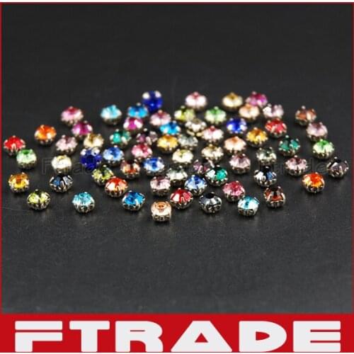 Mixed Color SS12 1440pcs 3MM Claws Silver Plated Setting Point back Rhinestones Crystal Glass Stones Sew on Free shipping