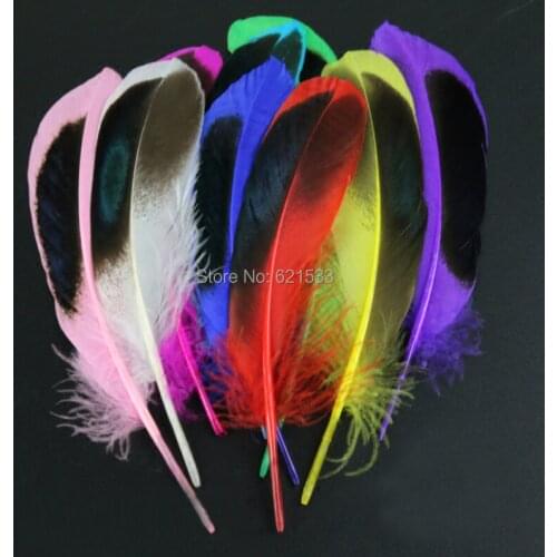 Plume decoration!100Pcs/lot! 4-6inches 10-15cm Mallard Duck Wing Feathers Quill Natural Duck Feathers, 10Colour for choice