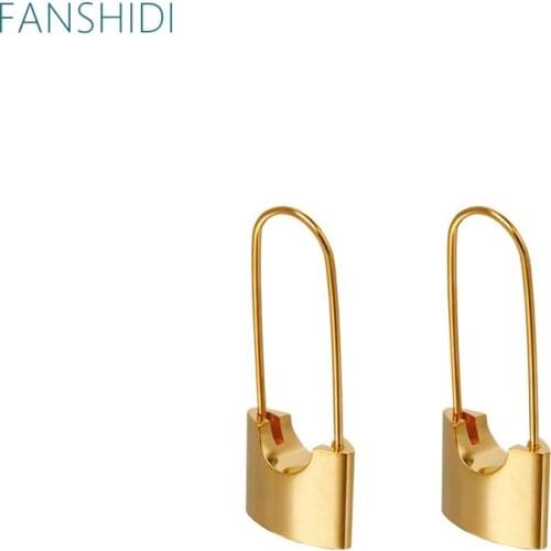 FANSHIDI Stainless Steel Dangle Earrings Lock Drop Earrings For Women Gold Color Padlock Pendant Eardrop