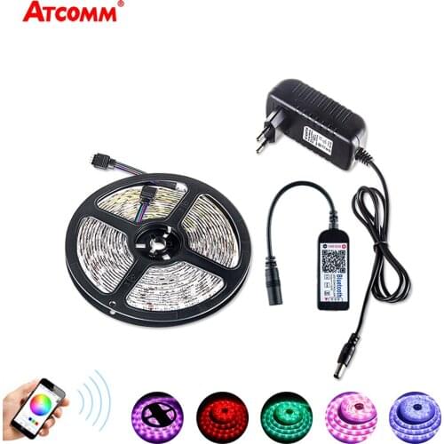 Bluetooth RGB RGBW LED Strip Light DC 12V Waterproof 300 LEDs SMD 5050 Diode Tape Flexible Ribbon Lamp With Power Adapter
