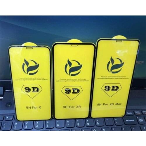 50pcs 9D tempered glass For iPhone XS Max XR X 7 8 Plus Glass Screen Protector For iPhone Plus Full Cover Film 9D Curved Edge