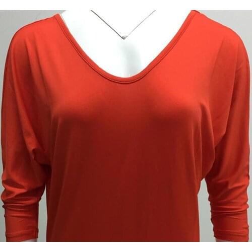 Womens Bat Loose V-Neck Back Button Seven-point Sleeve Casual Top Blouse Shirt Plus Size