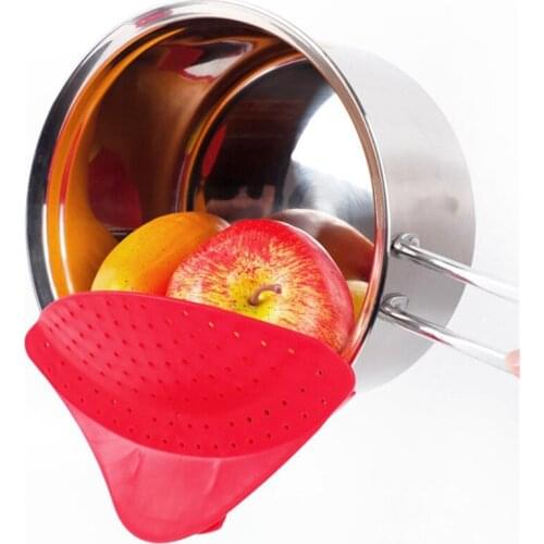 1 PC Colander Pot Strainer Clip On Silicone Colander Drain Tool Fits All Pots And Bowls Kitchen Cleaning Tool Vegetable Cookware