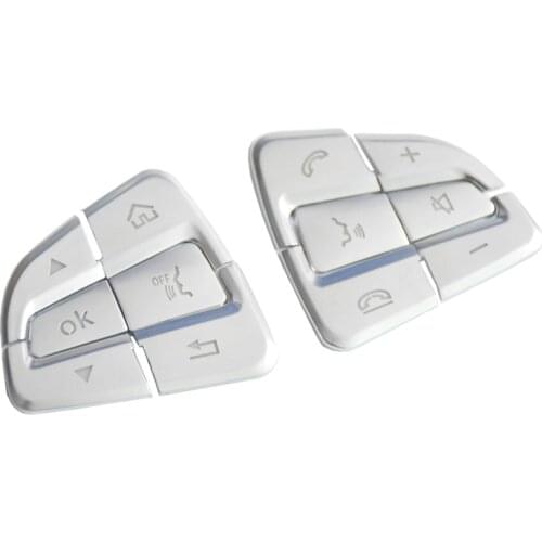 12Pcs Car Styling Steering Wheel Button Covers Trim Stickers for Mercedes Benz GLC X253 2015 2016 & C Class W205 2014 2015 Silve