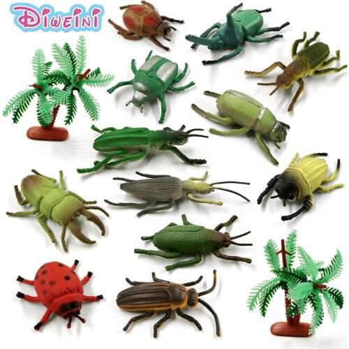 12Pcs New Insect World Ladybug Animal Model Action Figure Diy Home Decor Figurine Educational Toy Set For Children Gift