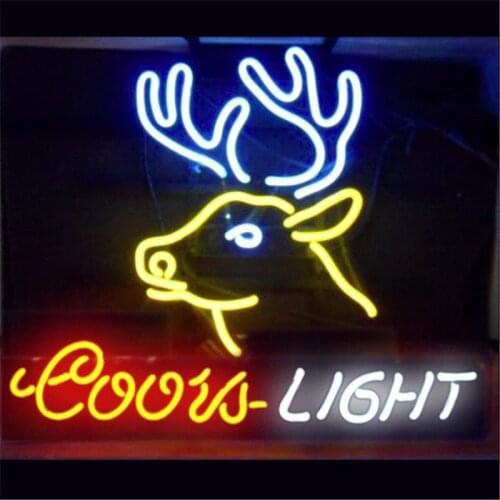 17*14" COORS LIGHT deer christmas NEON SIGN Signboard REAL GLASS BEER BAR PUB Billiards store display Restaurant Shop Signs