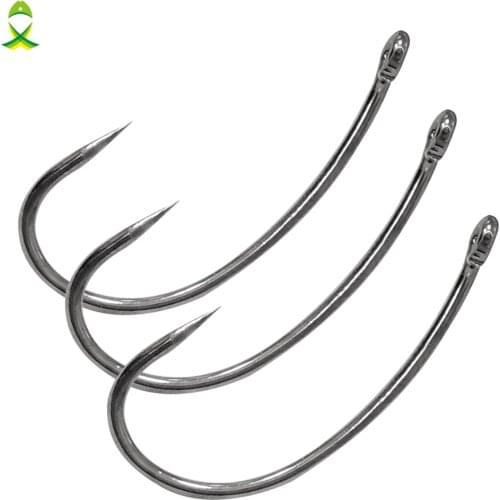 JSM 200PCS crank Eyed Barbless Carp Hooks Carp Feeder Hooks Carp Fishing tackle Bait Rigs tool Size 2 4 6 8 10