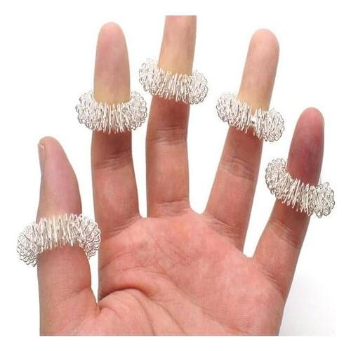 200 Pcs/lot Acupressure Finger Massager Ring Hand Reflexology Acupuncture massage Ring Pain Finger Therapy Massage Health Care