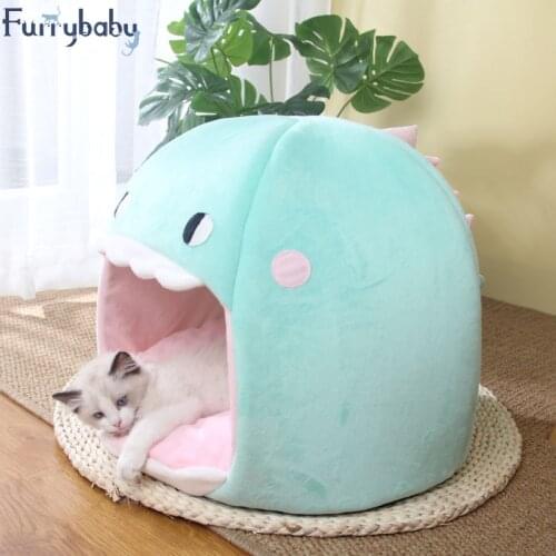 2021 Cute Cave Cat House Pet Bed Tent Lounger Dog Basket Mat Puppy Kittens Warm Cozy House Kennel Cushion Supplies Bed For Cats