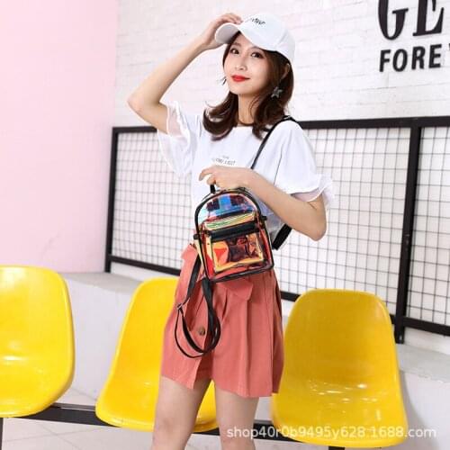 2021 Clear Transparent Backpack Black Laser Mini Bags For Summer School Bagpack For Teenage Girls Travel Bag Kawaii Ita Bag