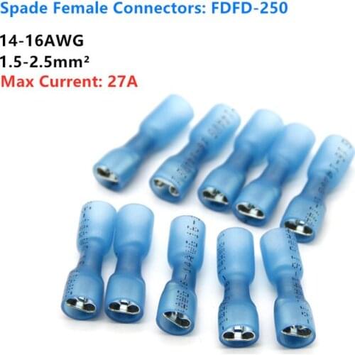 25/100PCS 16-14AWG Seal Heat Shrink Insulated Electrical Cable Splice Wire Connectors Bullet Female Crimp Butt Terminals Kit