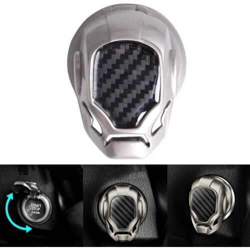 3D Car Ignition Engine Start Stop Button Iron Man Decor Cap Emblem Carbon Fiber Badge Sticker