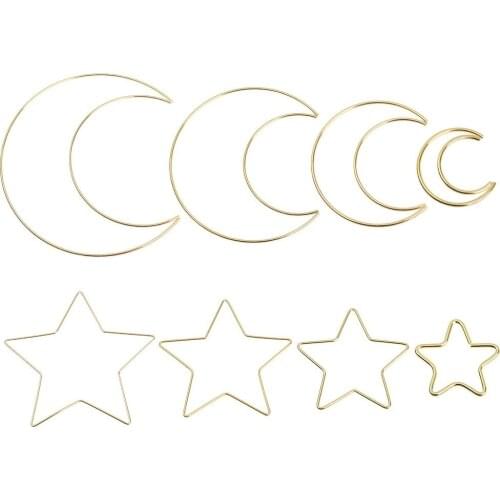 4pcs Wreath Decor Wedding Macrame Star Gold Hoop Rings Supplie Dream Catcher Metal Hoops