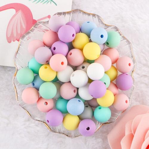 Kovict 50Pcs 12mm Round Silicone Beads Baby Care Teething Toys DIY Pacifier Chain Bracelet Jewelry Chewable Nursing Accessories