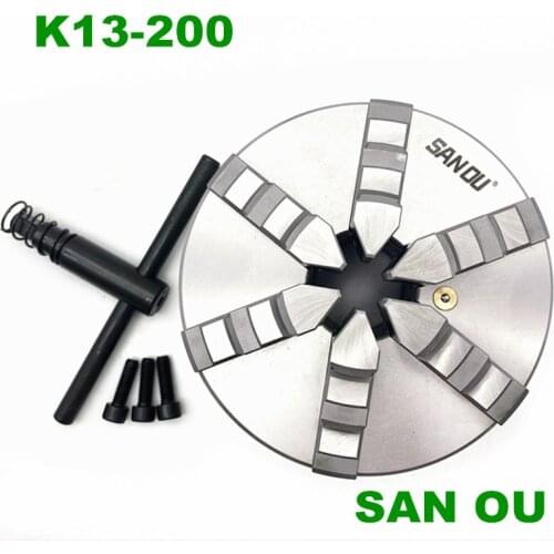 6Jaw Lathe Chuck 200mm Self-centering 8'' Chuck K13-200 Plain Back Hardened Steel for CNC Milling Lathe Machine