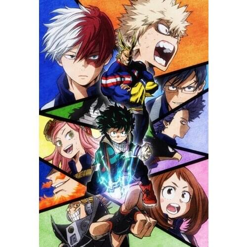 Anime Boku No Hero Academia My Hero Academia Silk Fabric Wall Poster Art Decor Sticker Bright
