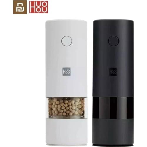 Huohou Automatic Electric Mill Pepper Salt Grinder LED Light 5 Modes Peper Spice Grain Porcelain Grinding Core Mill Kitchen