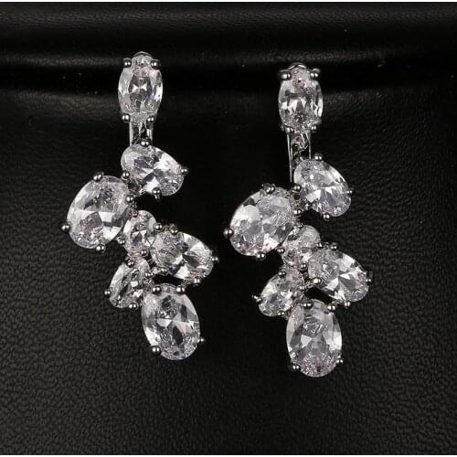 Bettyue Brand Fashion Charm AAA Oval Zircon White Gold Color Gothic Style Jewelry Earrings For Woman Wedding Florid Party Gift