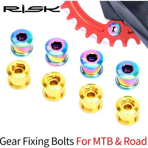 RISK Cycling Bicycle 6.5mm Gear Fixing Bolts For MTB Mountain Road & BMX Bike Single Chainring Chainwheel Fixed Screws Nuts