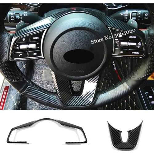 For KIA Ceed Forte K3 Seltos XCeed Sonet ProCeed ABS Carbon fiber Car steering wheel button Sticker Decoration Cover Trim 2PCS