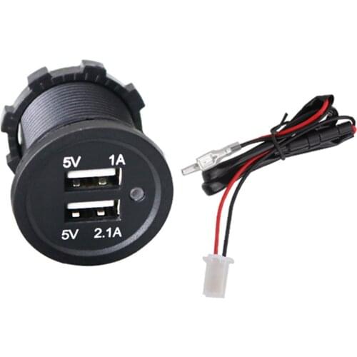Dual Ports USB Charger Socket Adapter Power Outlet For 5V 2.1A 12/24V Car Boat Motorcycle Vehicles Waterproof Plastic Cover