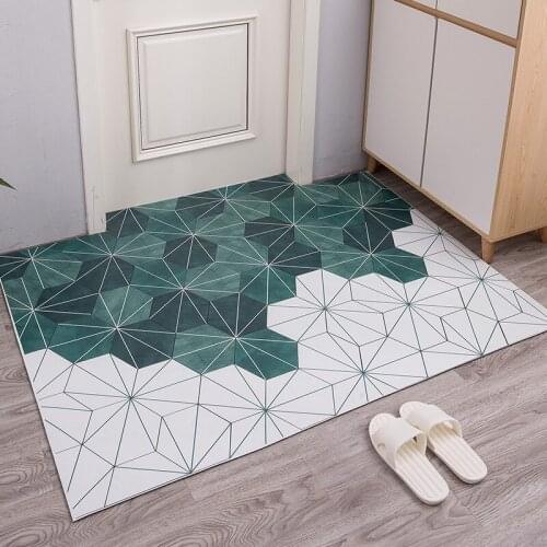 Geometric Entrance Doormat PVC Waterproof and Oil-proof Scrubable PU Leather Mat for Kitchen Non-slip Carpet for Living Room