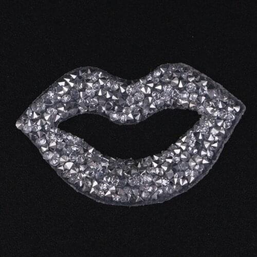 Hotfix Crystal Rhinestone Lips Patch For Coat Jacket Hat Phone Shell Decor