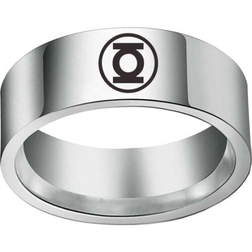 Dc Comics Super Hero Unisex Green Lantern Rings for Men and Women Wholesale 8mm Stainless Steel Power Ring Movie Jewelry
