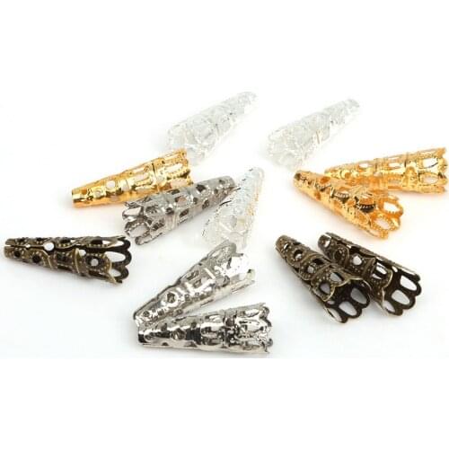 300pcs 4 Colors Bugle Filigree Bead Cap Cone 8x22mm For DIY Beads Jewelry Findings Making