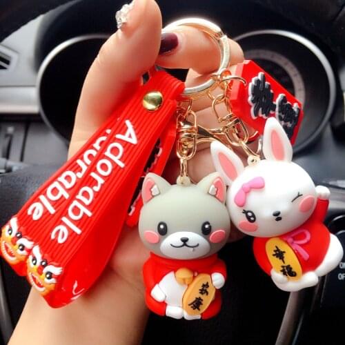Creative can love luck lucky cat keychain pendant Epoxy car key chain cartoon backpack ornaments small gifts