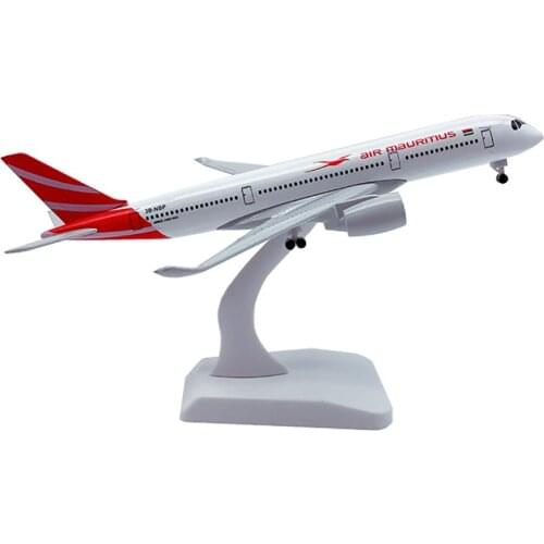 20cm Aircraft Airbus Air Mauritius A350 Alloy Plane with Wheel Model Toys Children Kids Gift for Collection Decorations