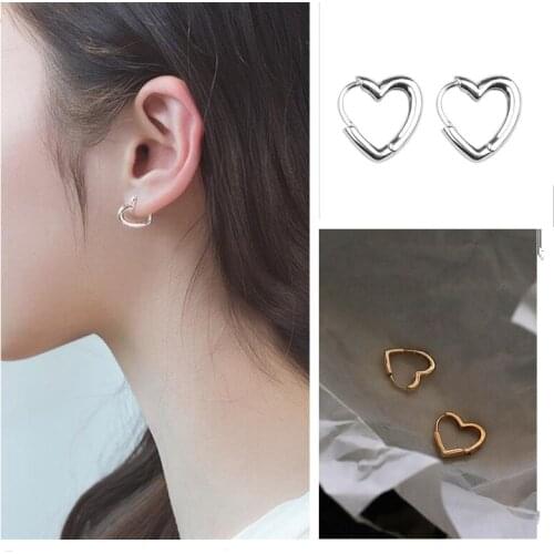 Cute Heart Hoops Women Piercing Accessories Trendy Silver Plated Girls Earrings For Summer Bijou Charms Gold Hoop Earring Female